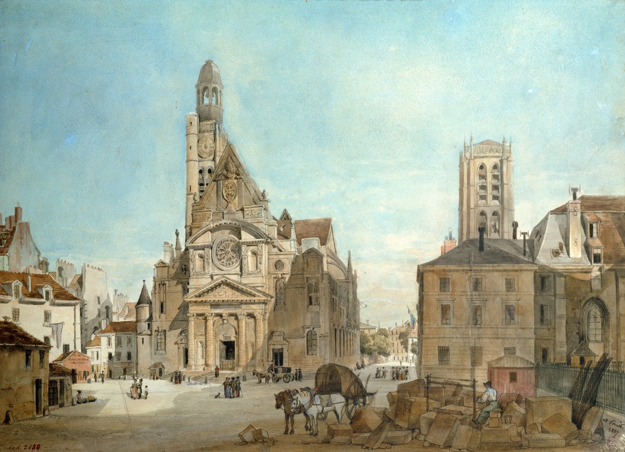 Fachada de la Iglesia de San Esteban del Monte, París, 1837 de Pierre Achille Poirot