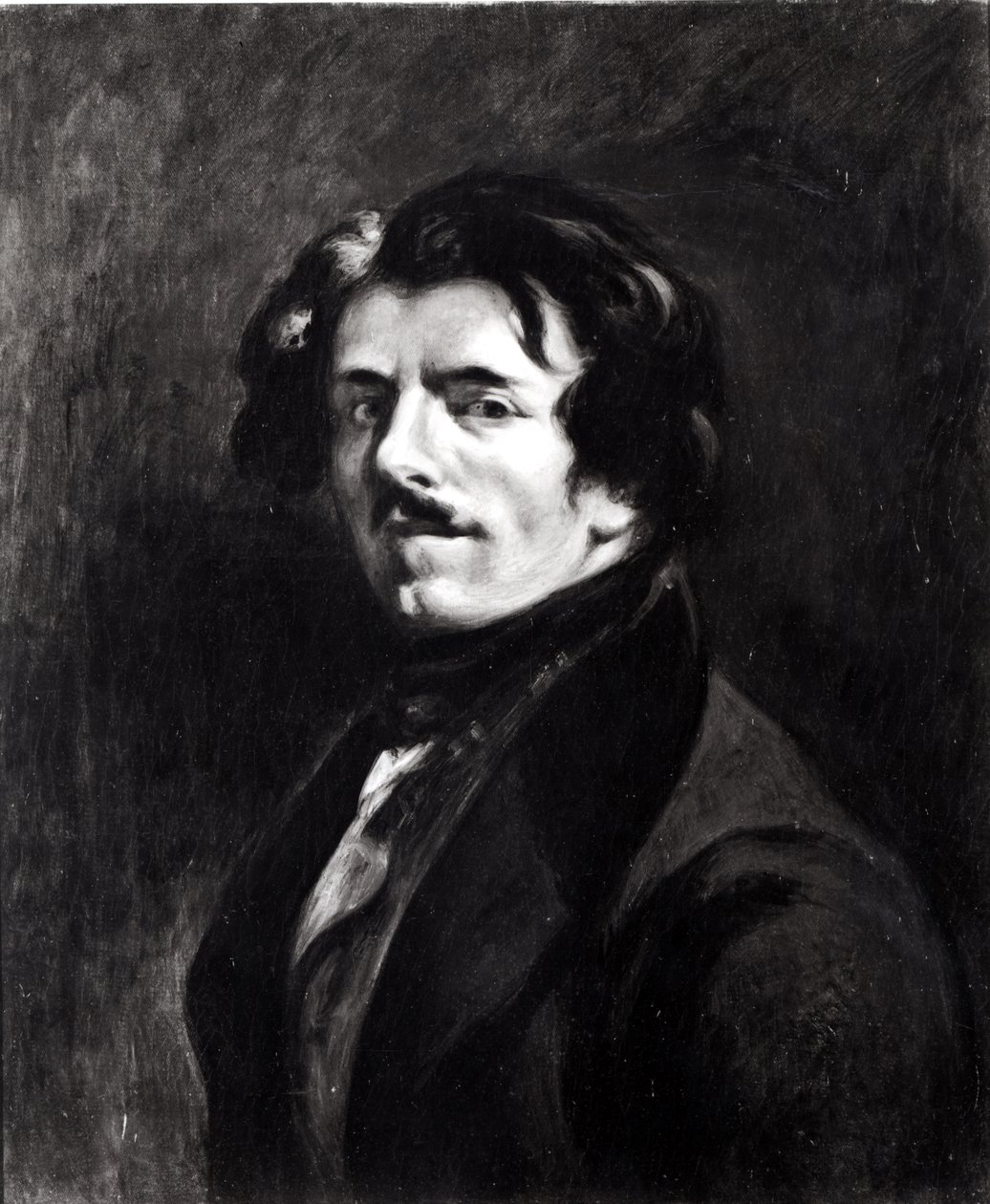 Retrato de Eugene Delacroix (1798-1863) después de un autorretrato de 1834, 1874 de Pierre Andrieu