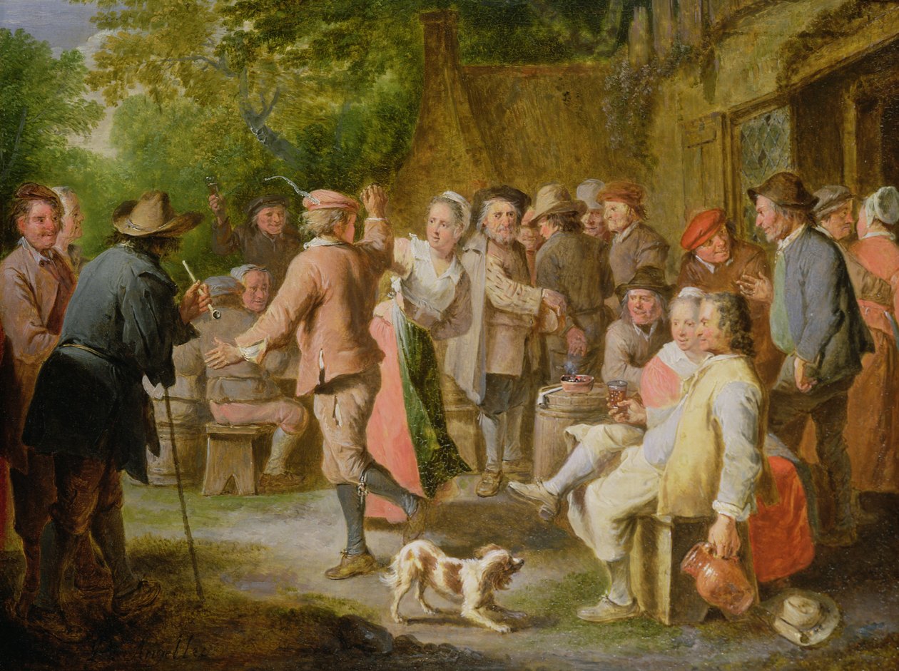 Una fiesta campestre con figuras bailando de Pierre Angelis or Angillis