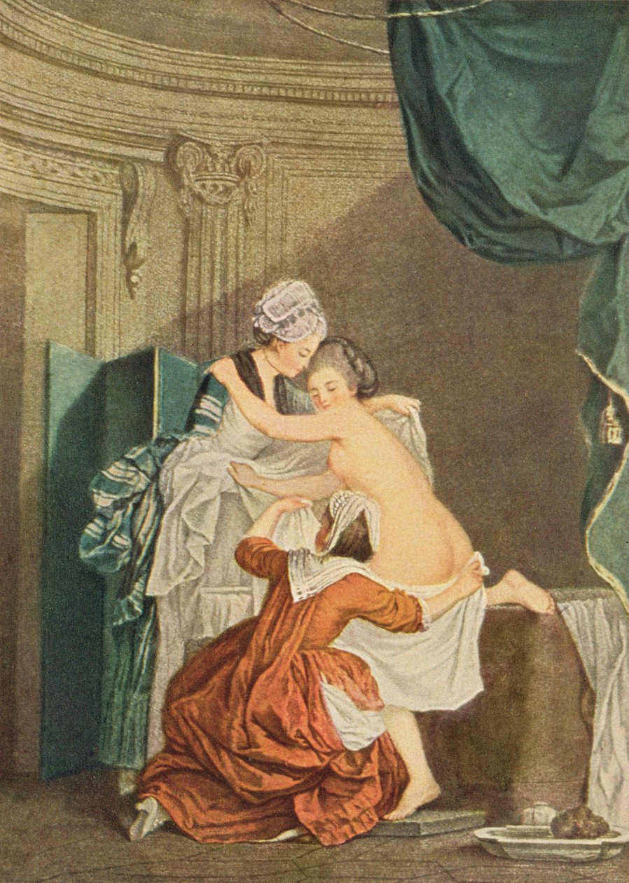 El baño, grabado por Nicolas Francois Regnault de Pierre Antoine Baudouin