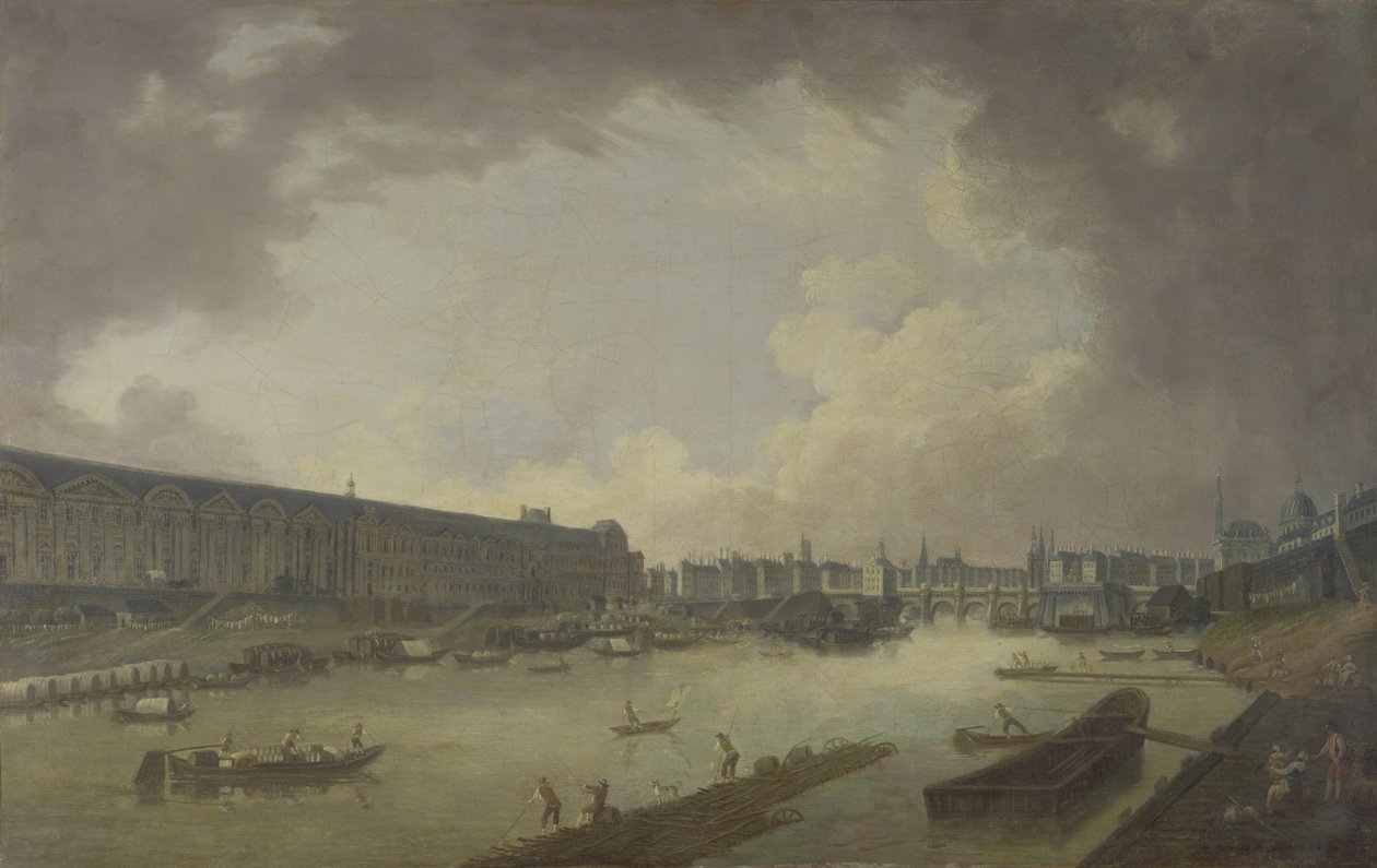 Vista del Pont Neuf y las Galerías del Louvre desde el Pont Royal de Pierre Antoine Demachy