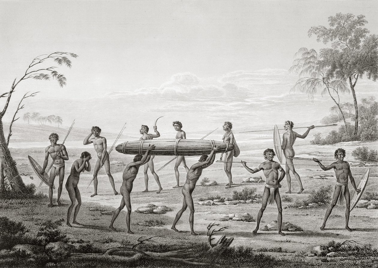 Port Jackson, Nueva Holanda: ceremonia de entierro aborigen, de 