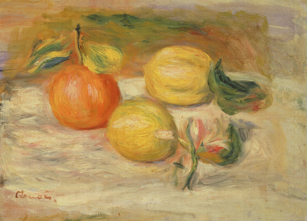 Manzanas y dos limones de Pierre Auguste Renoir