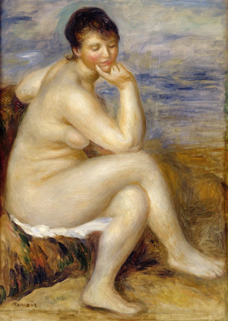 Bañista sentada en una roca, 1882 de Pierre Auguste Renoir