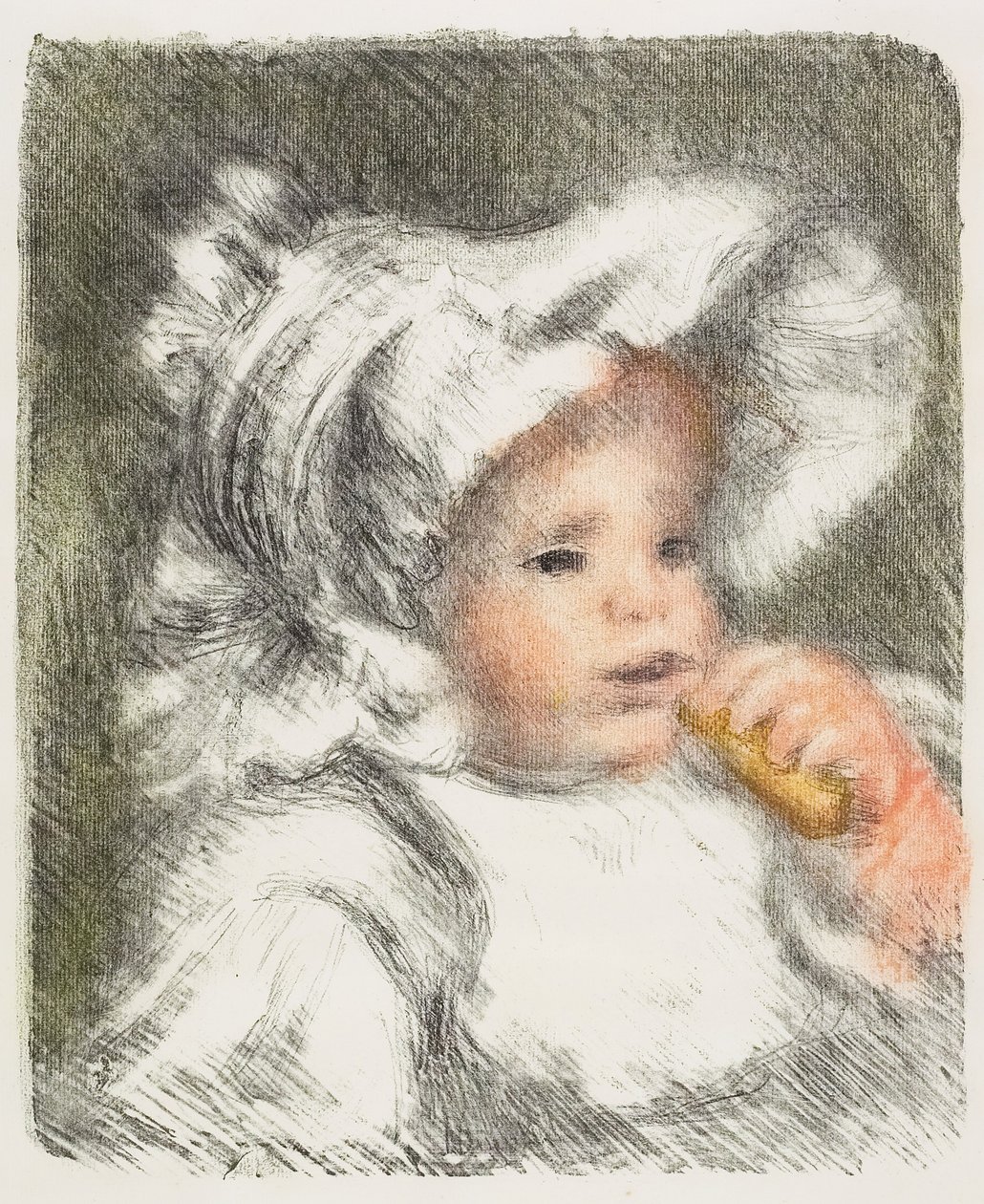 Niño con una galleta, 1899 de Pierre Auguste Renoir
