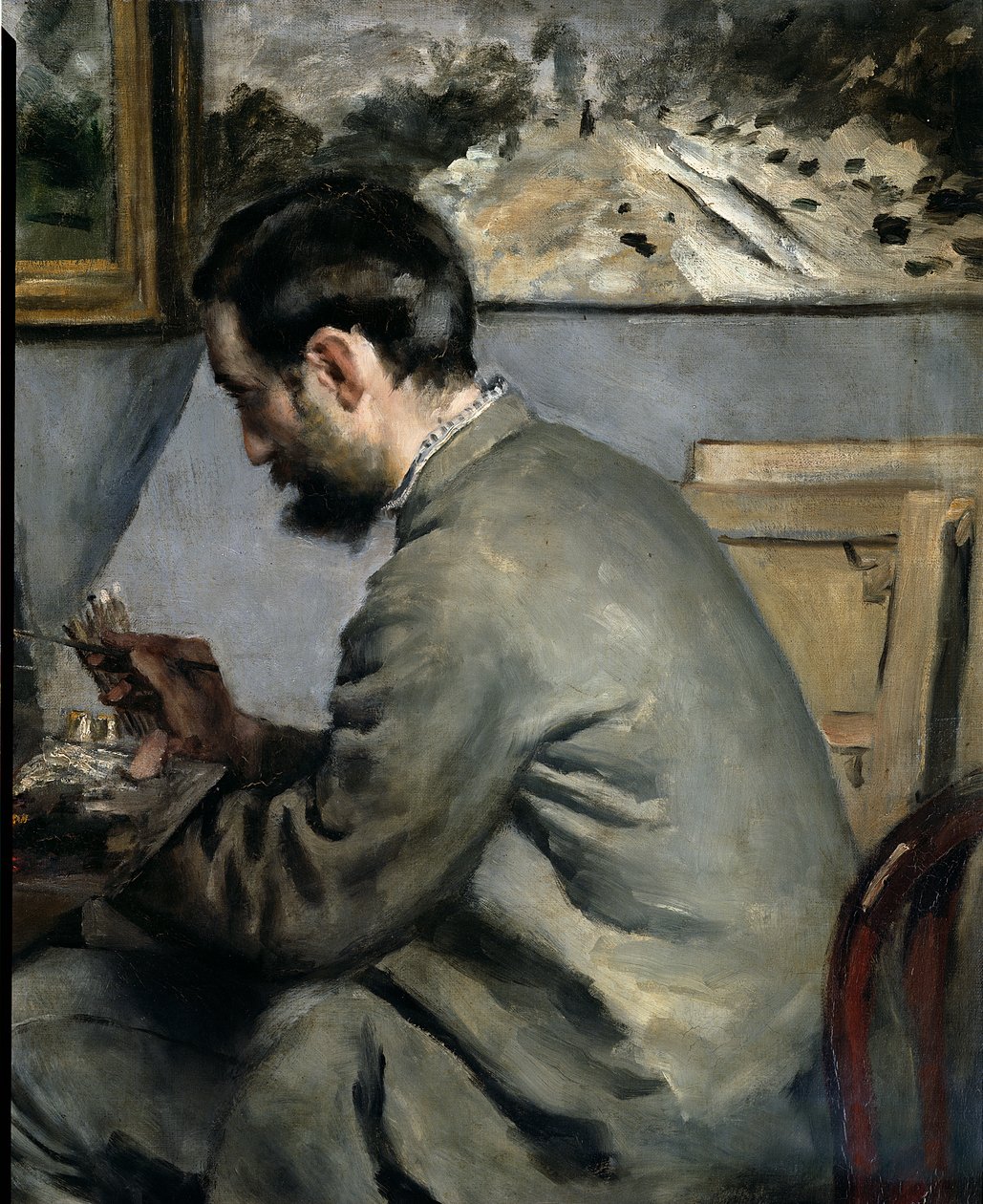 Frédéric Bazille en su Caballete, 1867 de Pierre Auguste Renoir