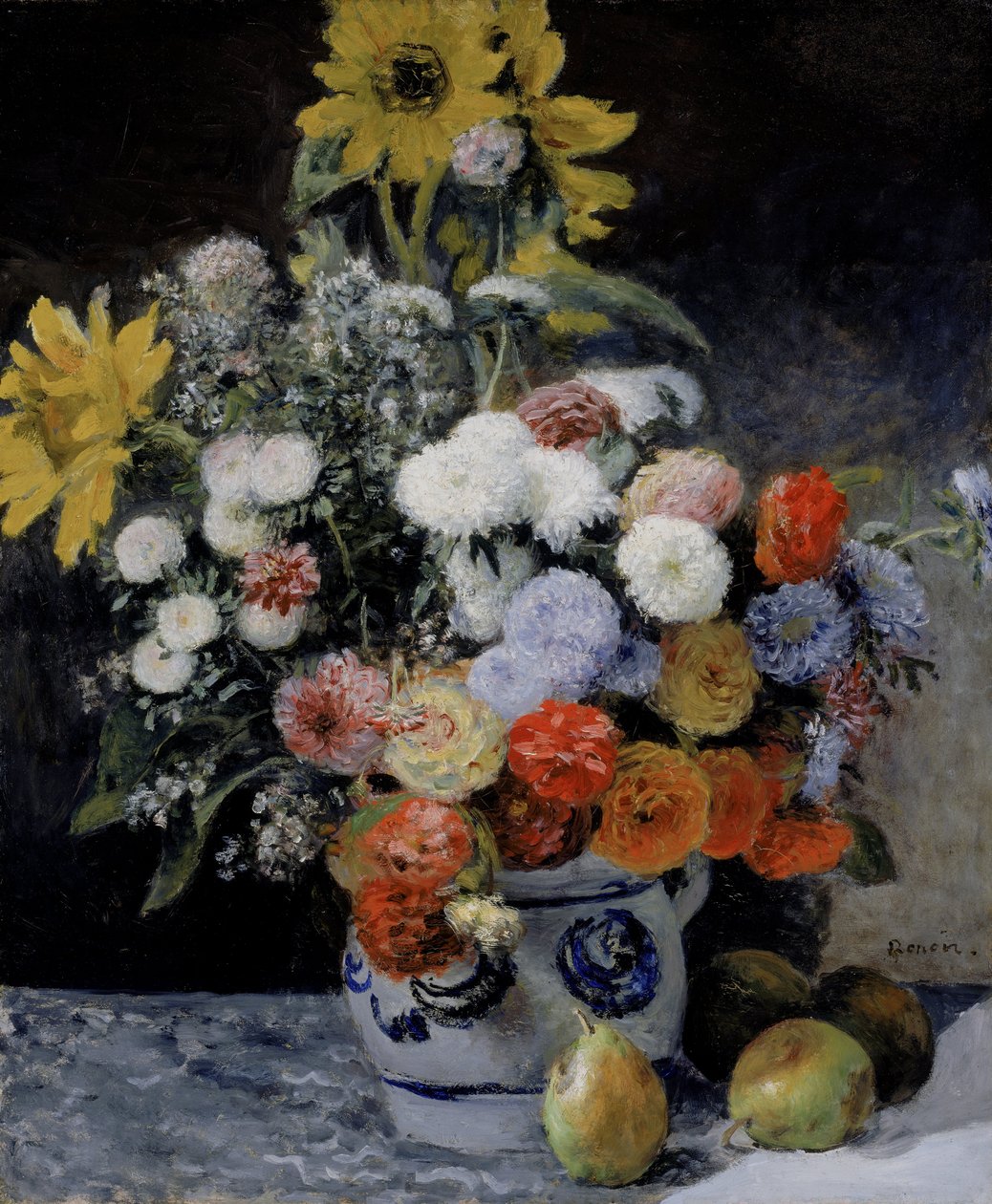 Flores mixtas en una maceta de barro de Pierre Auguste Renoir