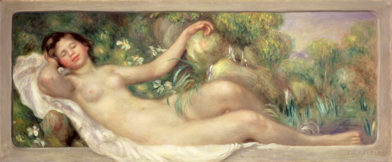 Desnudo reclinado (La Fuente) c.1895-97 de Pierre Auguste Renoir