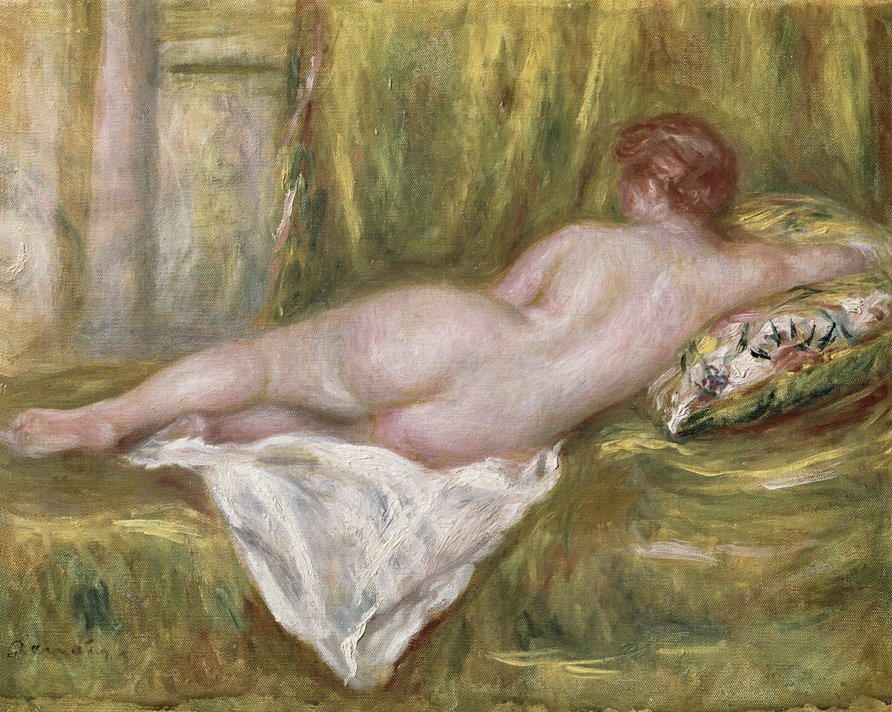 Desnudo reclinado de espaldas, descanso después del baño de Pierre Auguste Renoir