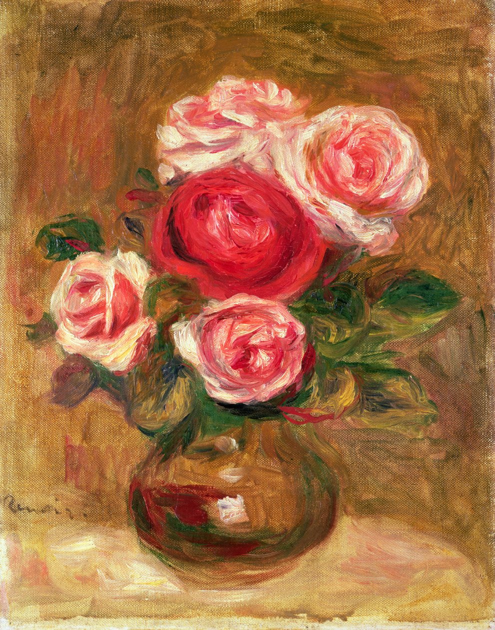 Rosas en una maceta de Pierre Auguste Renoir