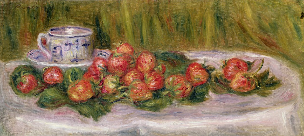 Naturaleza muerta de fresas y una taza de té, c.1905 de Pierre Auguste Renoir