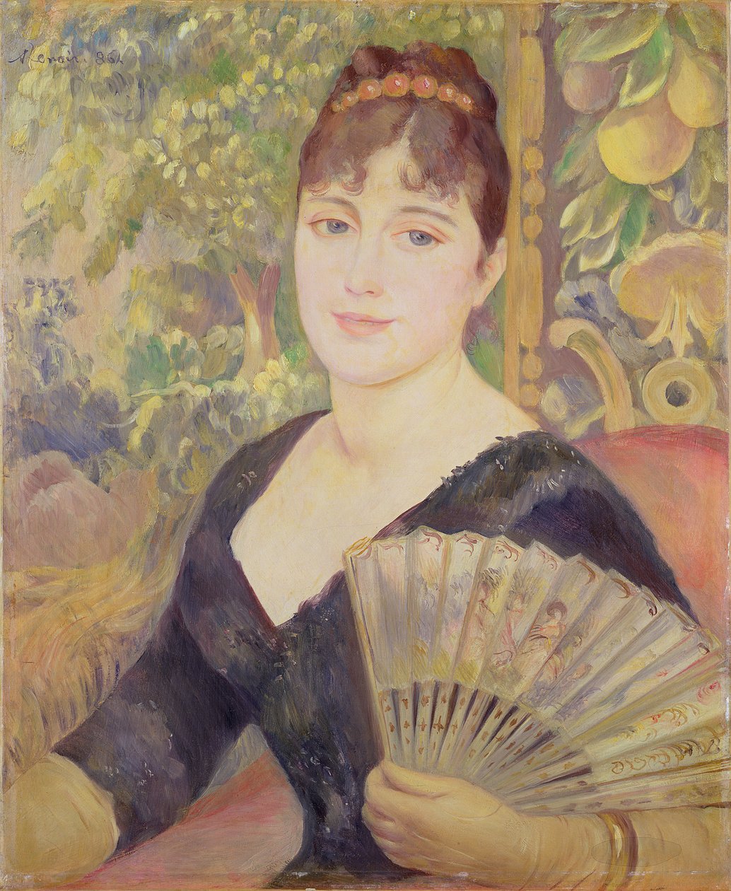 Mujer con abanico, 1886 de Pierre Auguste Renoir