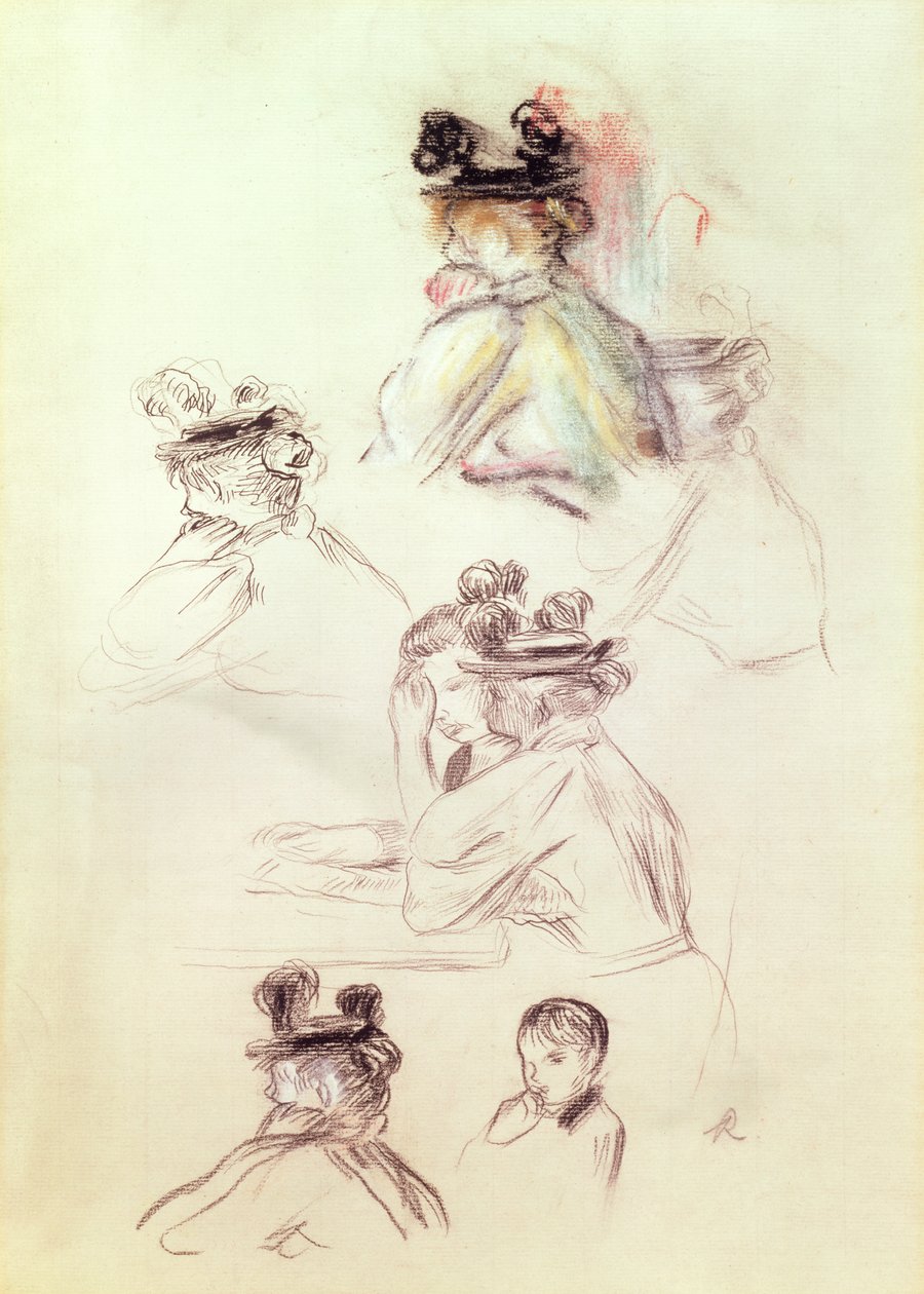 Hoja de Trabajo con Siete Figuras de Pierre Auguste Renoir