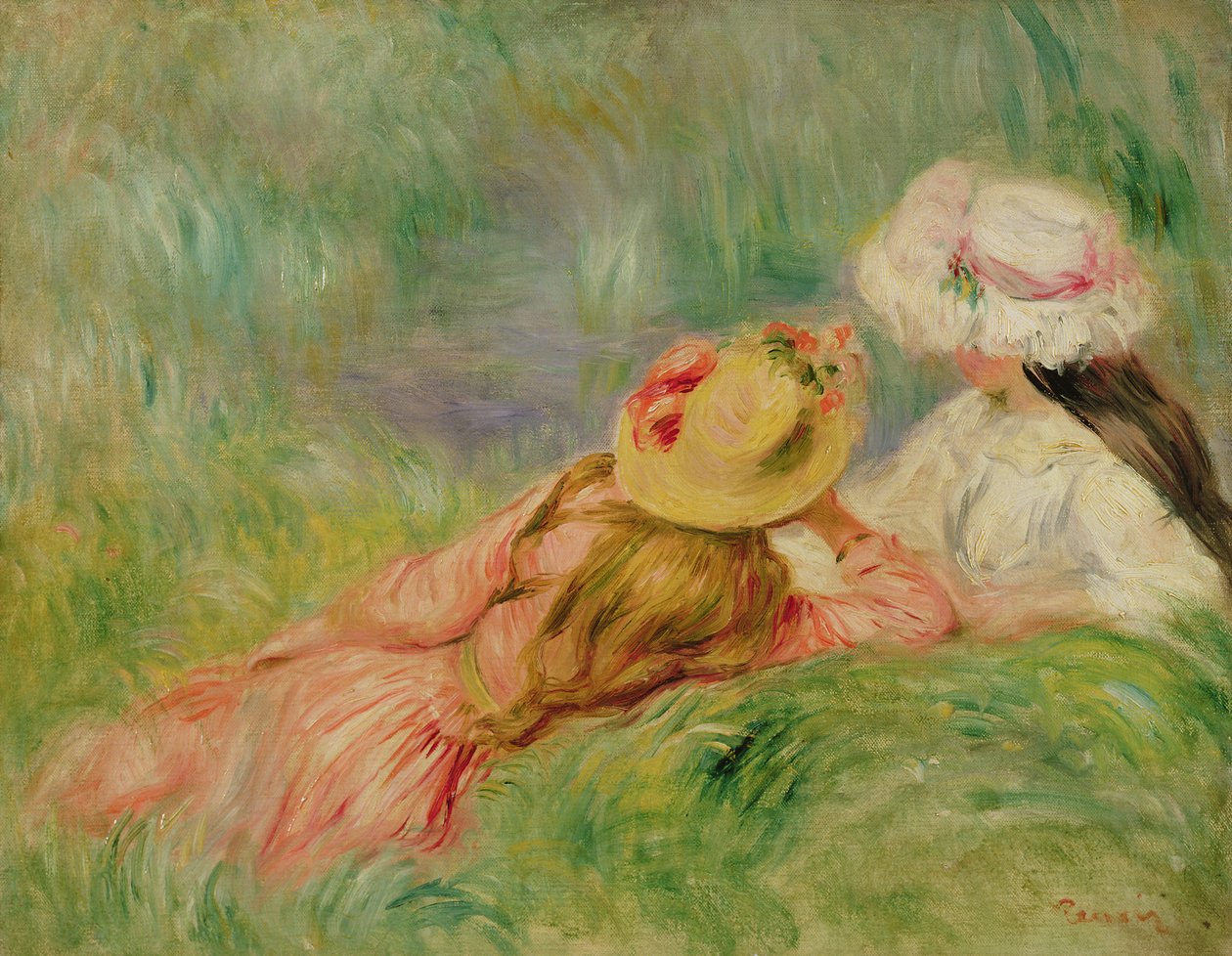 Jóvenes en la orilla del río de Pierre Auguste Renoir