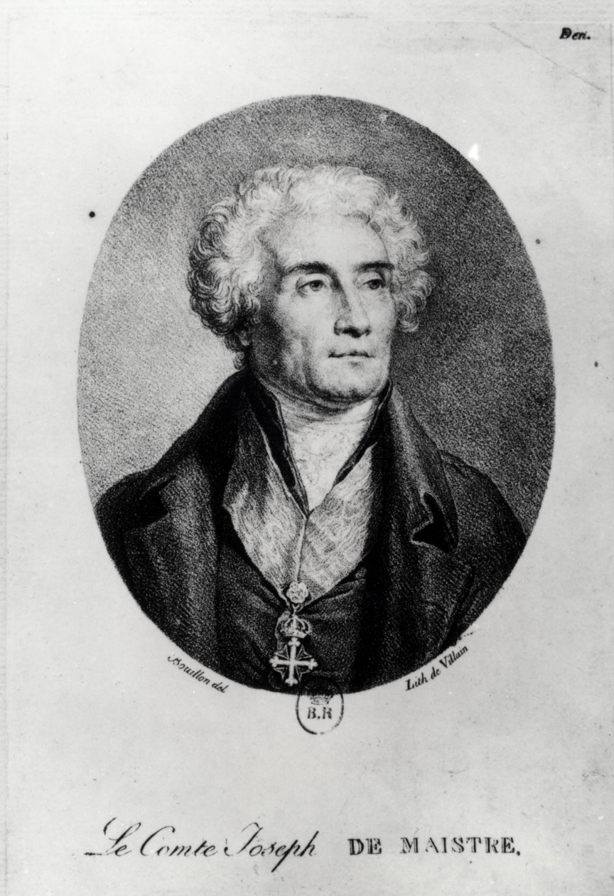 Retrato del Conde Joseph de Maistre (1753-1821), grabado por Francois le Villain de Pierre Bouillon