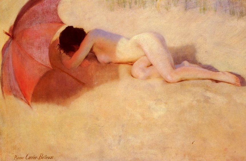 Desnudo bajo una sombrilla de Pierre Carrier Belleuse