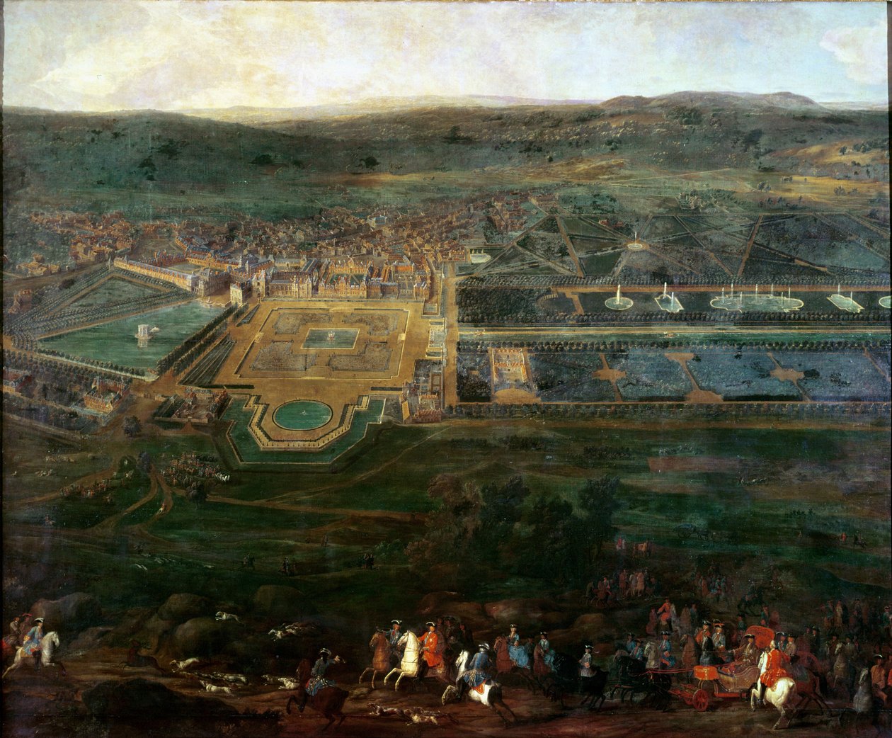 Luis XIV cazando cerca del castillo de Fontainebleau de Pierre-Denis Martin