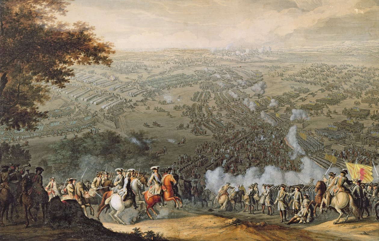 La batalla de Poltava, grabado por uno de la familia Nicolas Larmessin, 1709 de Pierre Denis Martin