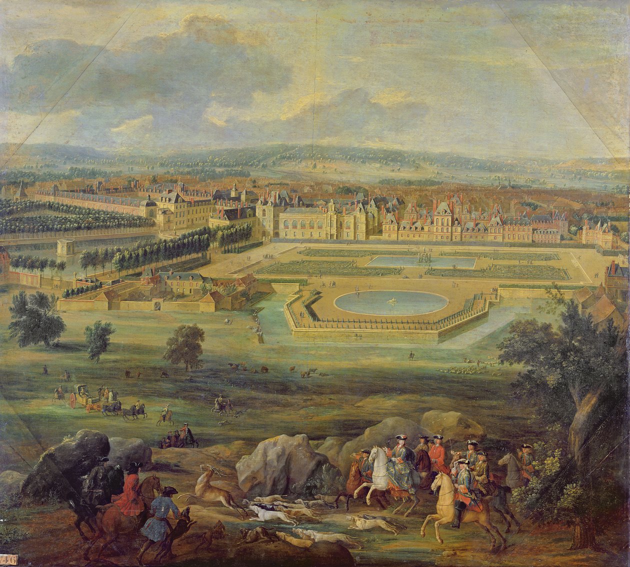 Vista del Palacio de Fontainebleau desde el Parterre del Tíber, 1722 de Pierre Denis Martin