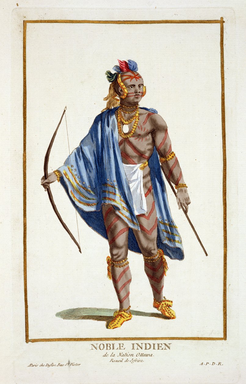 Un noble indio de la nación Ottawa, 1780 de Pierre Duflos