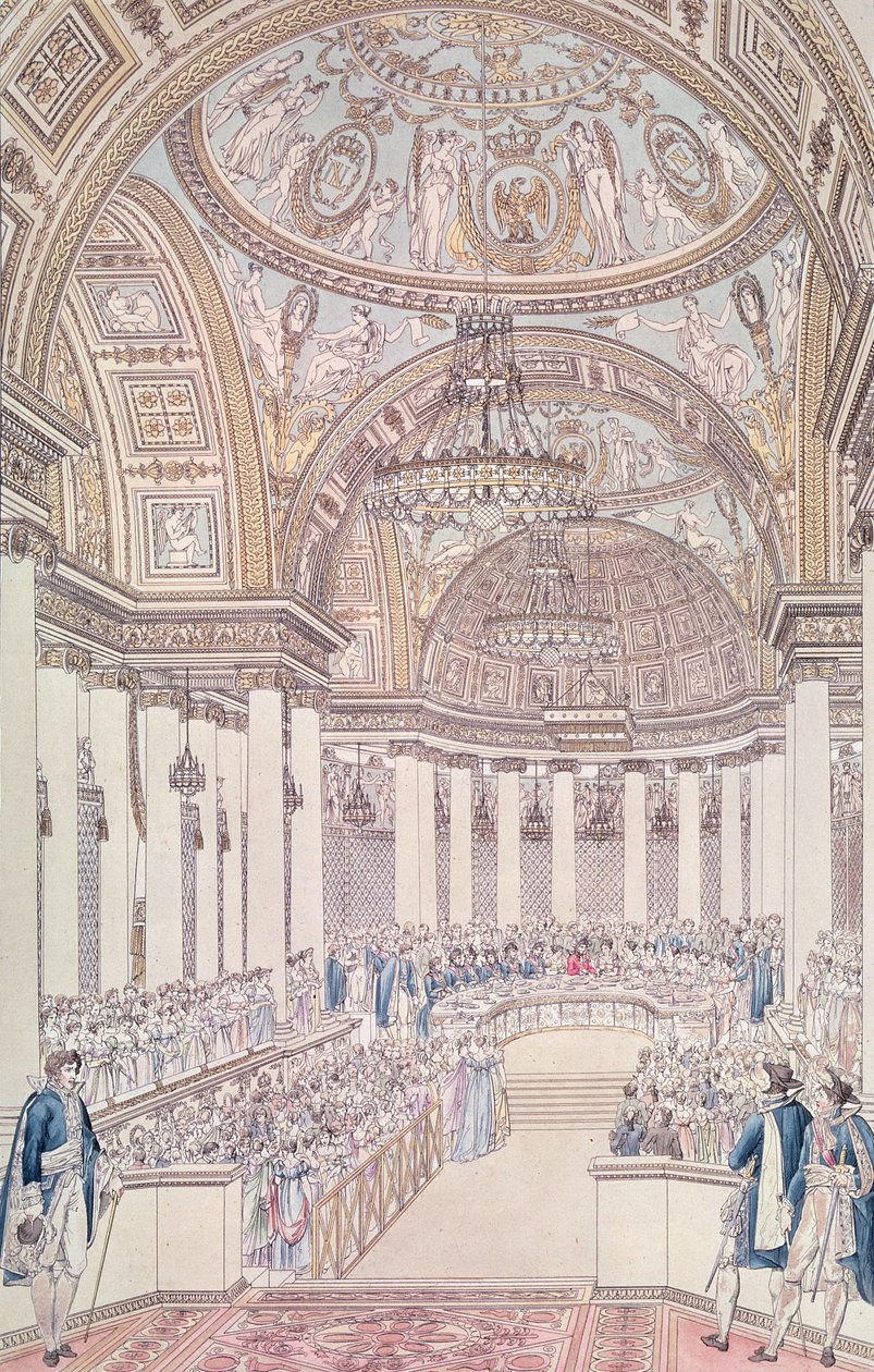 Banquete Imperial en el Gran Salón del Palacio de las Tullerías con Motivo del Matrimonio de Napoleón I (1769-1821) y María Luisa (1791-1847) de Austria, 2 de abril de 1810 de Pierre Francois Leonard Fontaine