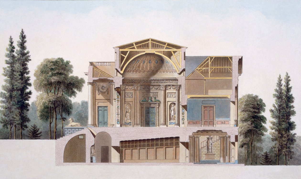 Sección transversal de una casa de campo en Laeken, de 