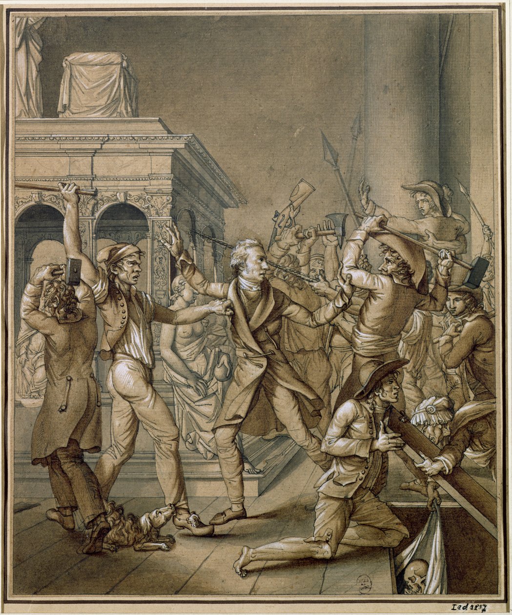 Alexandre Lenoir (1761-1839) oponiéndose a la destrucción de las tumbas reales de la monarquía francesa en la Iglesia de Saint-Denis de Pierre Joseph Lafontaine