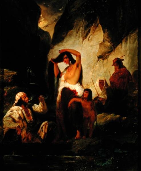 El alto de los gitanos en las montañas de Ronda, 1832 de Pierre Jules Jollivet