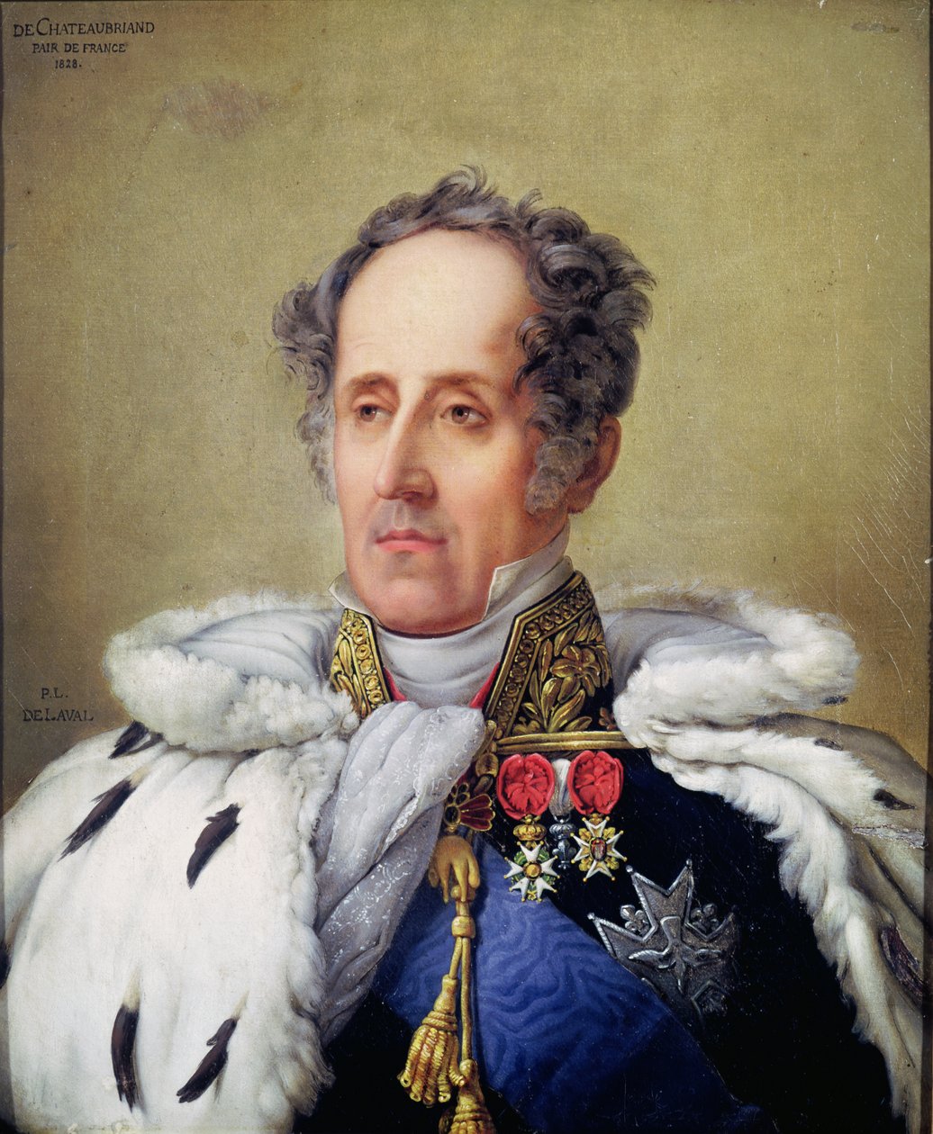 Retrato de François René (1768-1848) Vizconde de Chateaubriand, 1828 de Pierre Louis Delaval