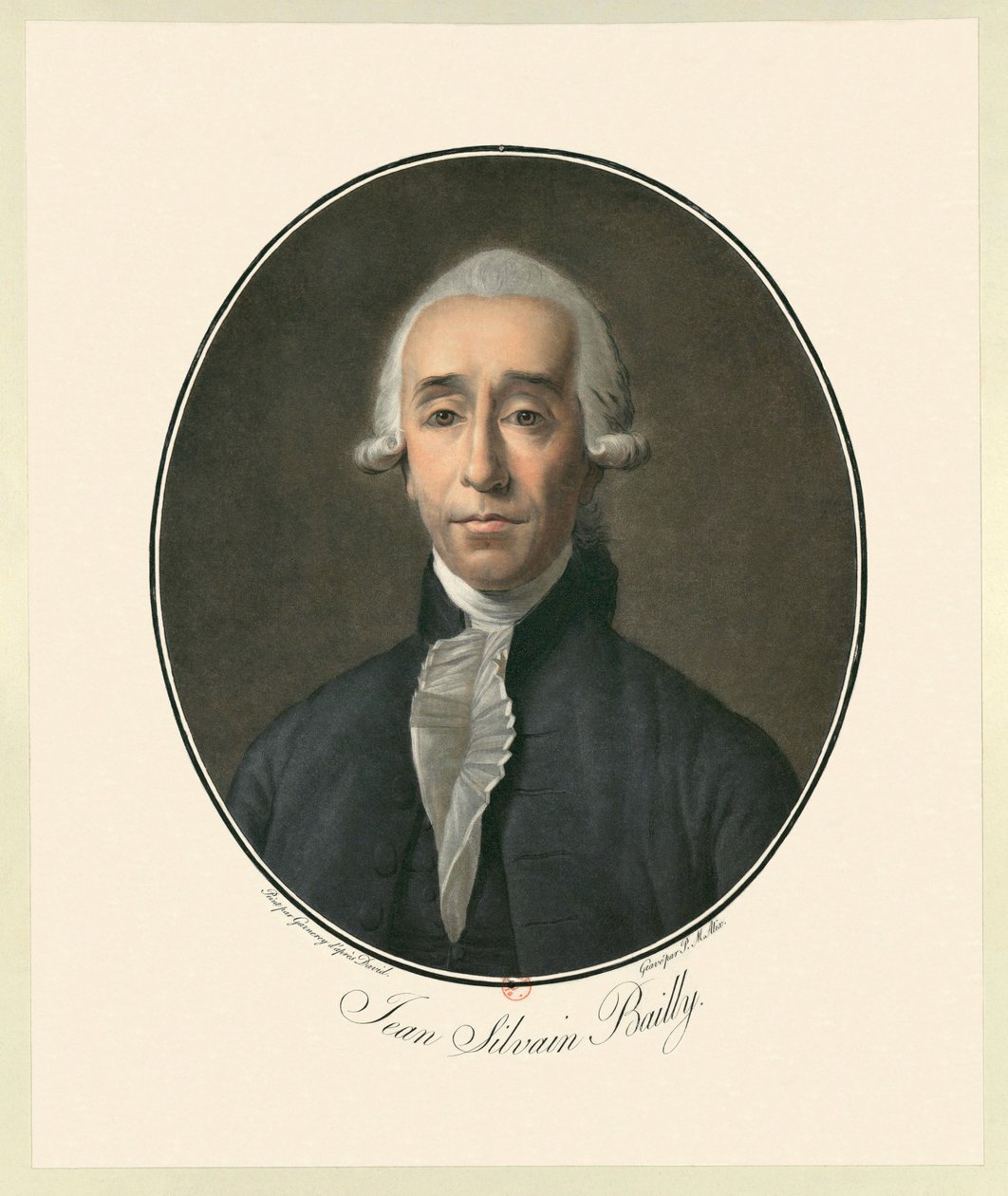 Jean Sylvain Bailly (1736-1793) astrónomo, matemático, masón y líder político francés de la primera parte de la Revolución Francesa de Pierre Michel Alix