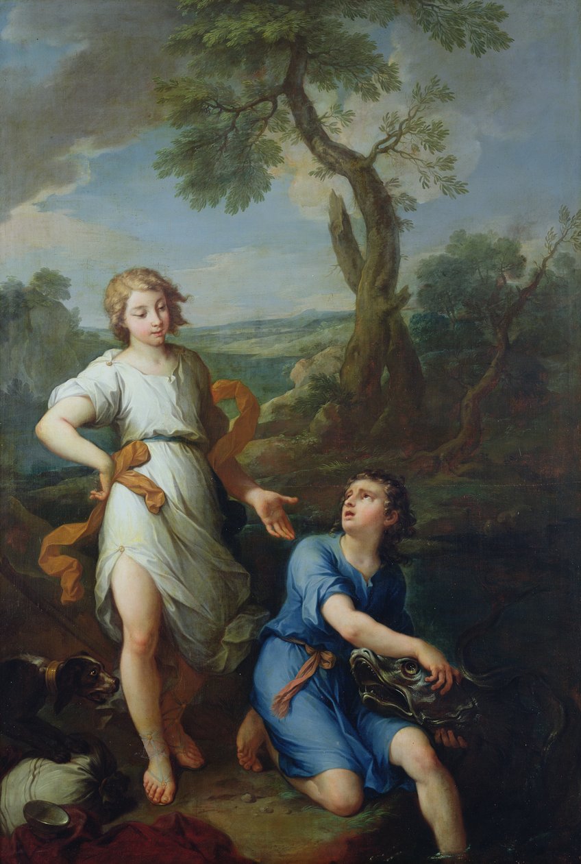 Captura del pez en el río Tigris por el joven Tobías, 1733 de Pierre Parrocel