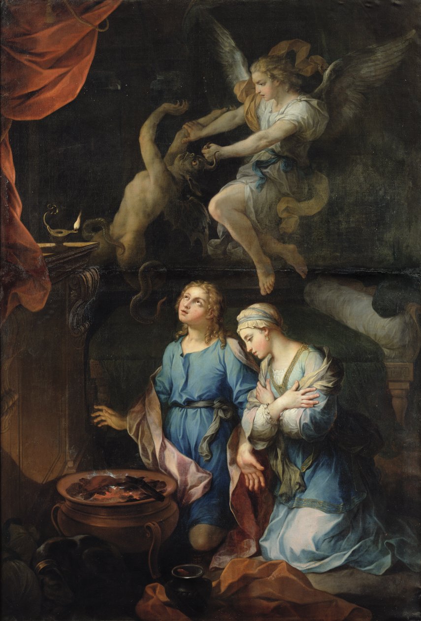 El matrimonio de Tobías y Sara. La primera noche, 1733 de Pierre Parrocel