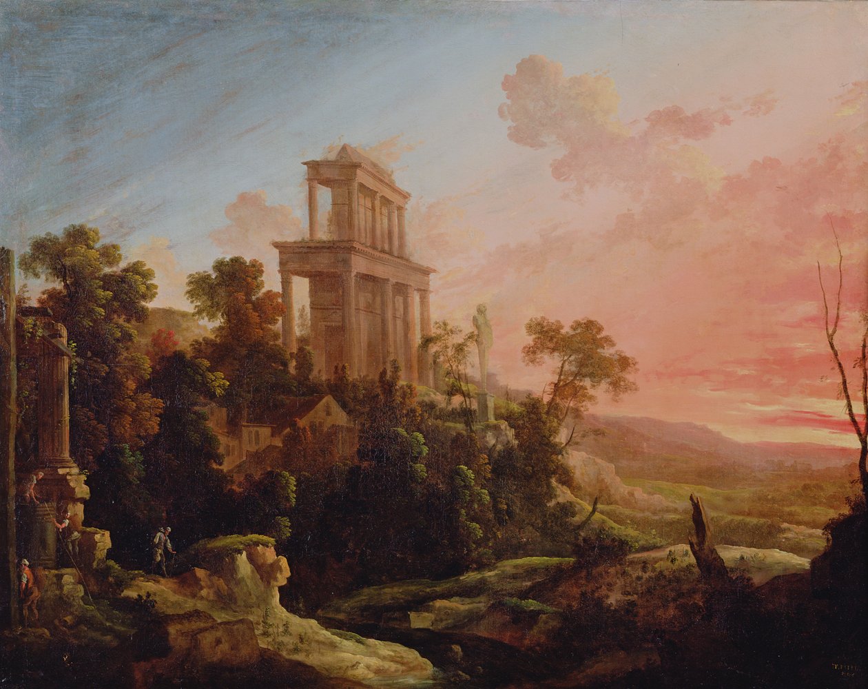 Paisaje con sol poniente, 1705 de Pierre Patel