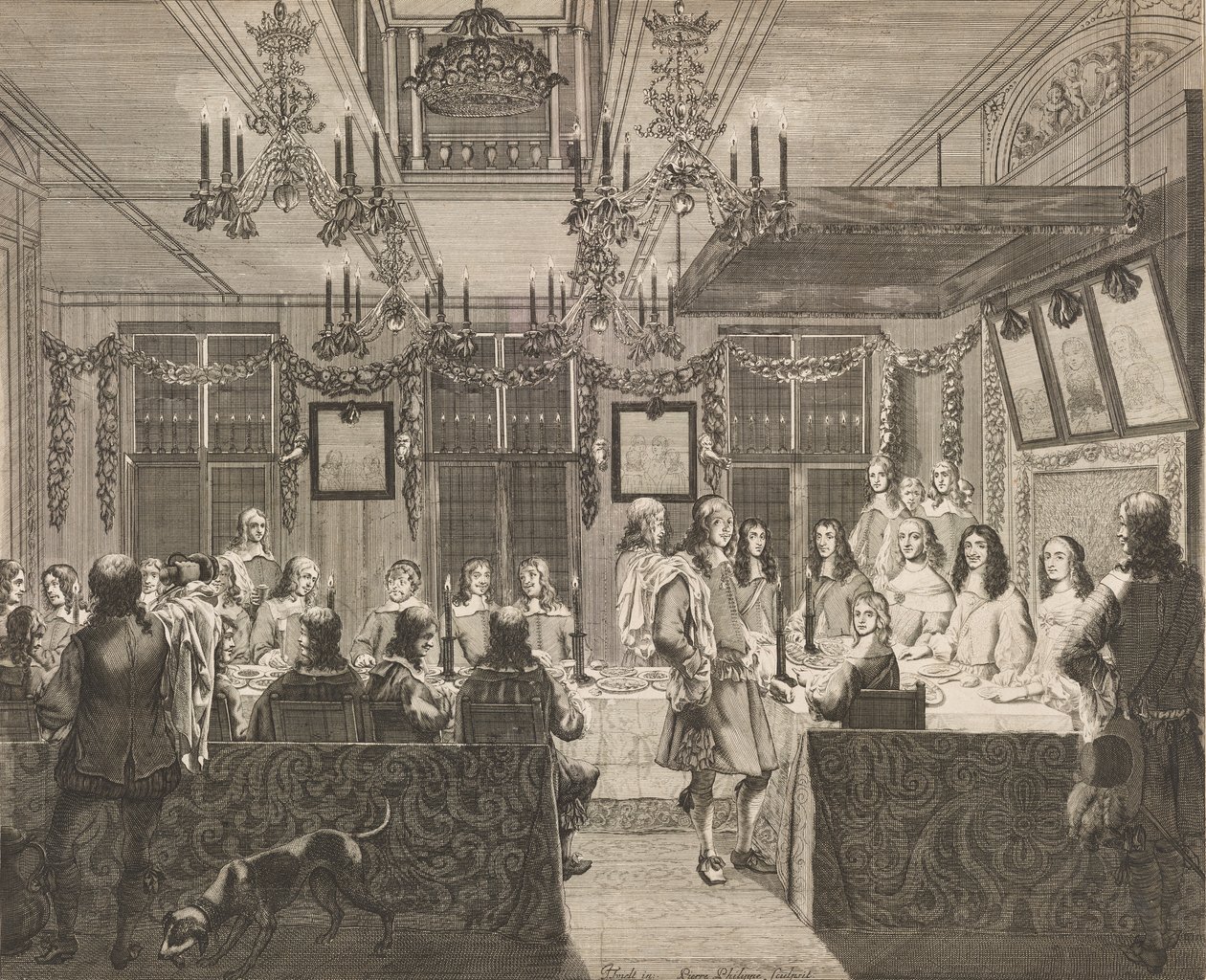Banquete en el Mauritshuis el 30 de mayo de 1660 con motivo de la visita de Carlos II (1630-1685), rey de Inglaterra de Pierre Philippe