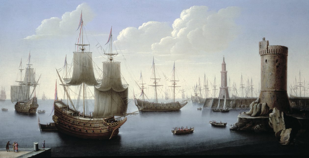 Escena de puerto mediterráneo de Pierre Puget