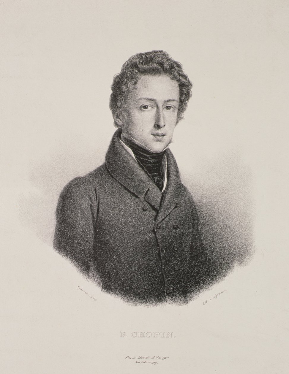 Frédéric Chopin, grabado por Gottfried Engelmann, 1833 de Pierre Roch Vigneron