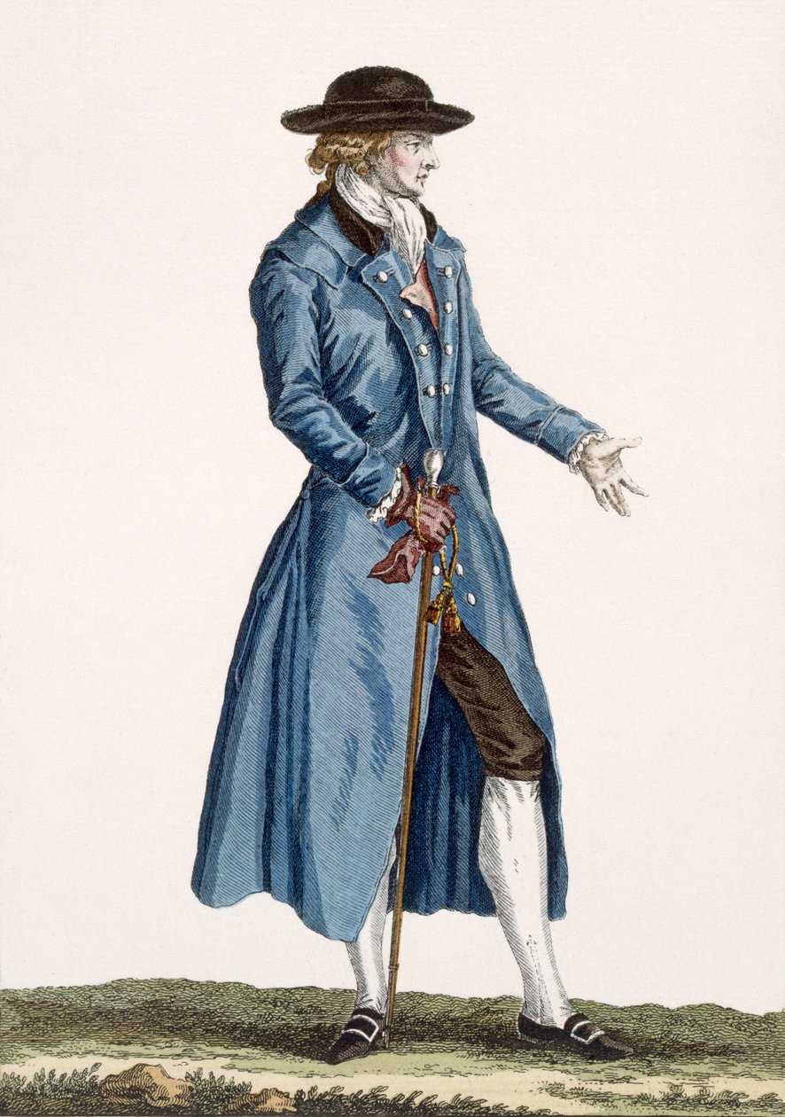 Caballero con abrigo azul, lámina de 