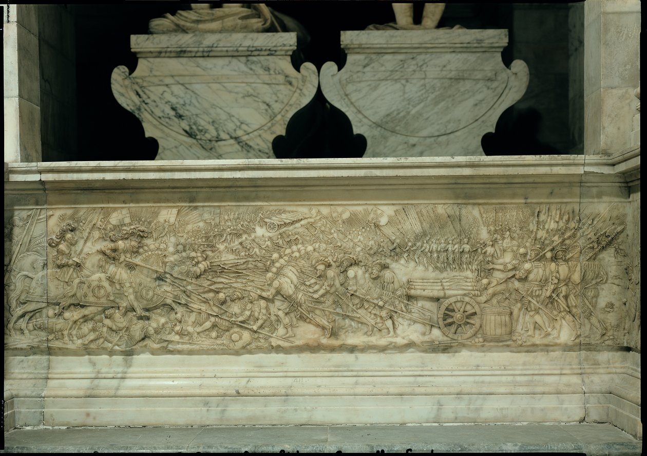 La Batalla de Marignano en 1515, de la tumba de Francisco I y Claudia de Francia, Duquesa de Bretaña, 1548-52 de Pierre Bontemps