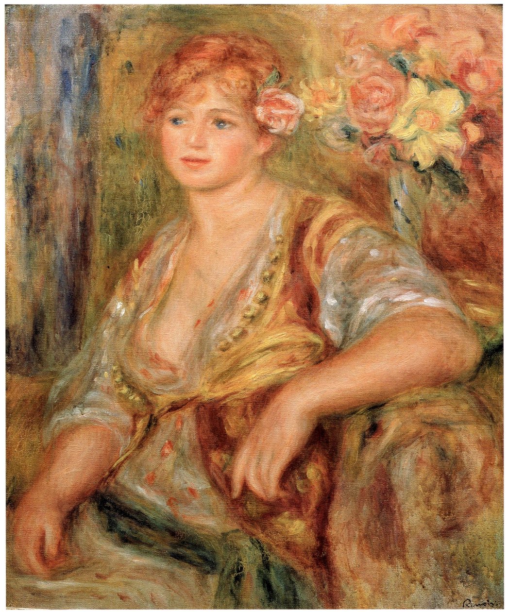 Blonde a la rosen de Pierre-Auguste Renoir
