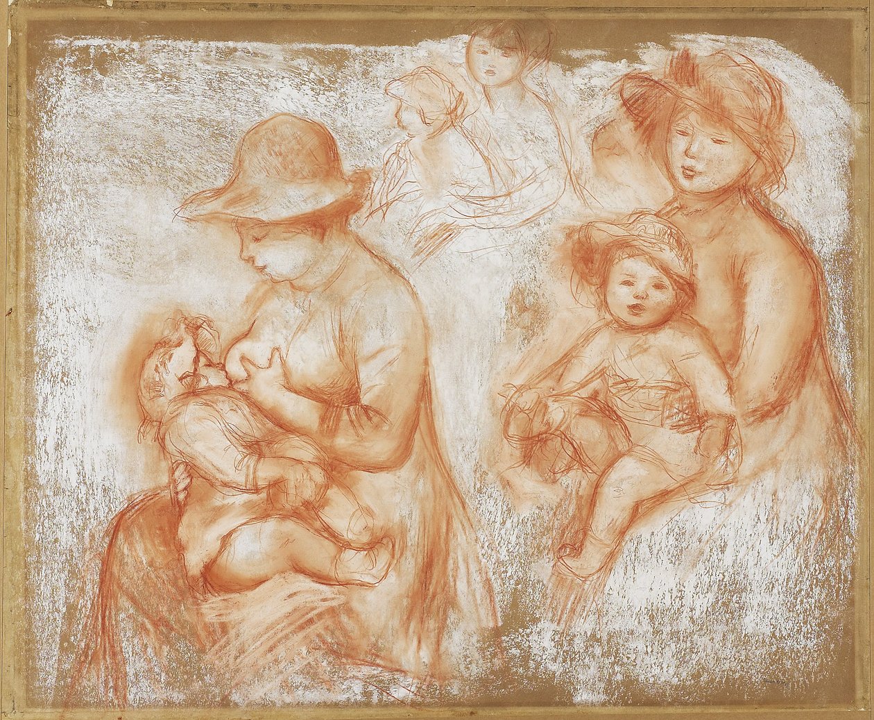 Estudios para madre e hijo, c.1885 de Pierre Auguste Renoir