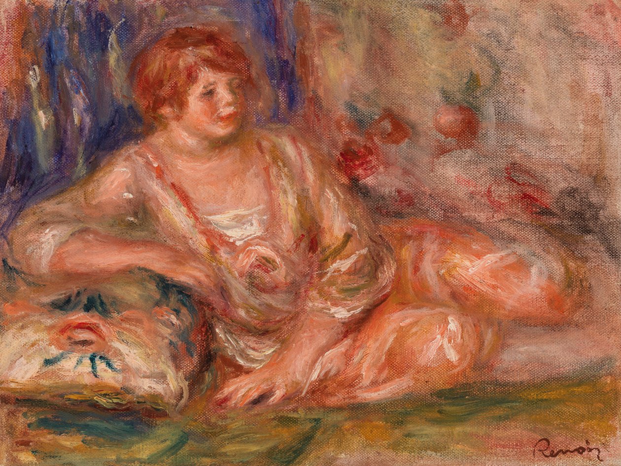 Andrée en rosa, reclinable de Pierre-Auguste Renoir
