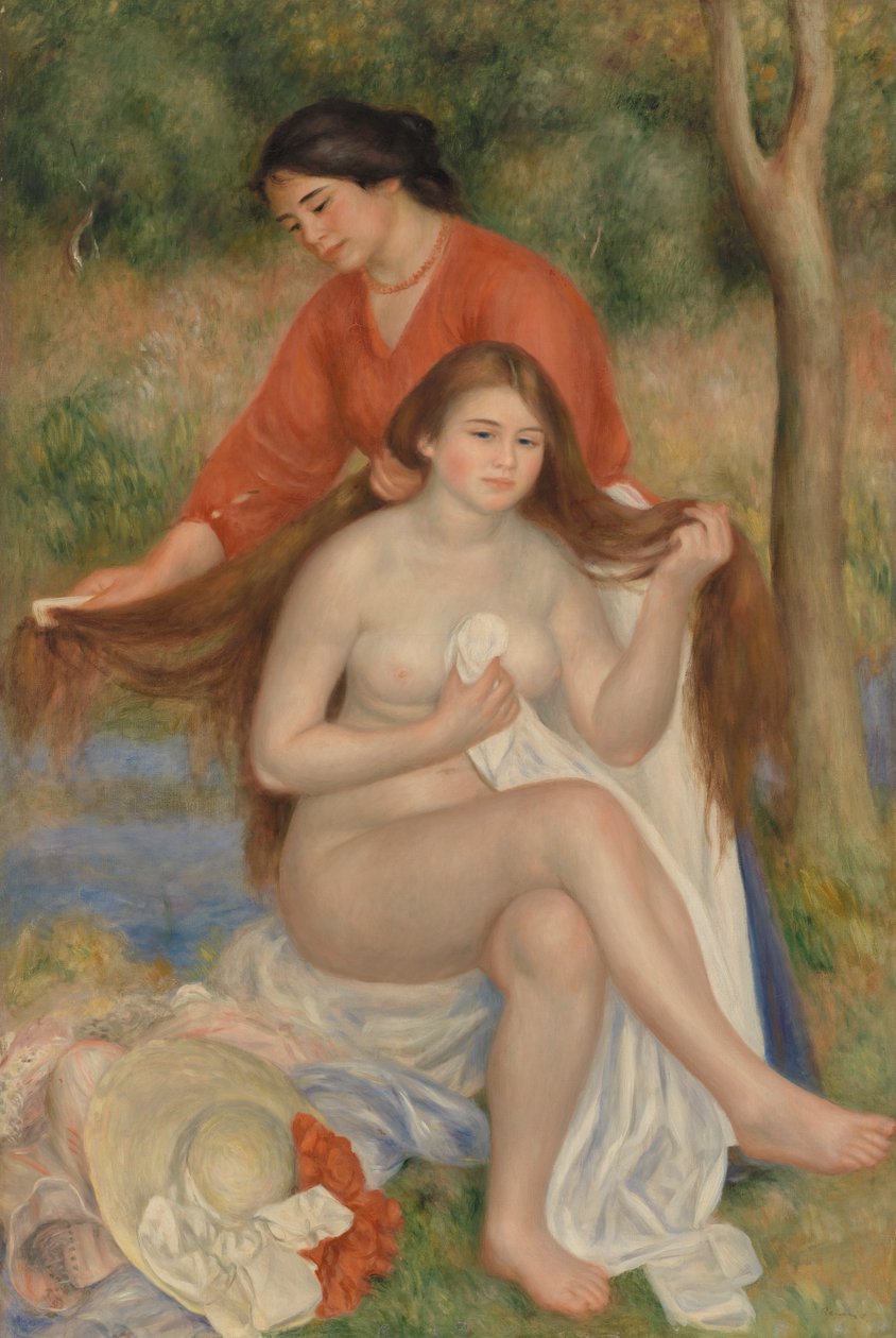 bañista y criada de Pierre-Auguste Renoir