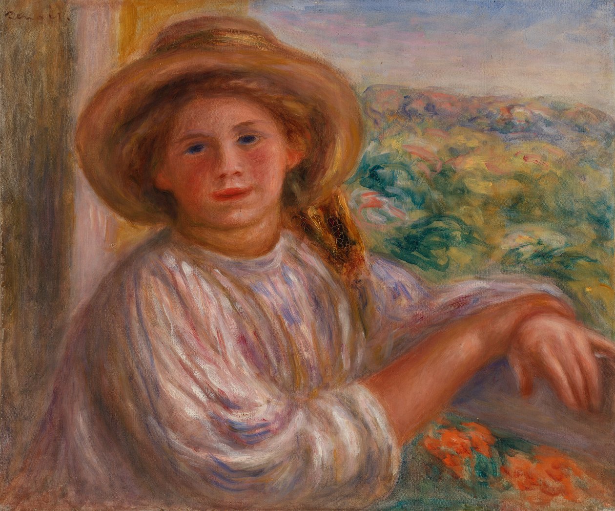 Chica en un balcón, Cagnes de Pierre-Auguste Renoir