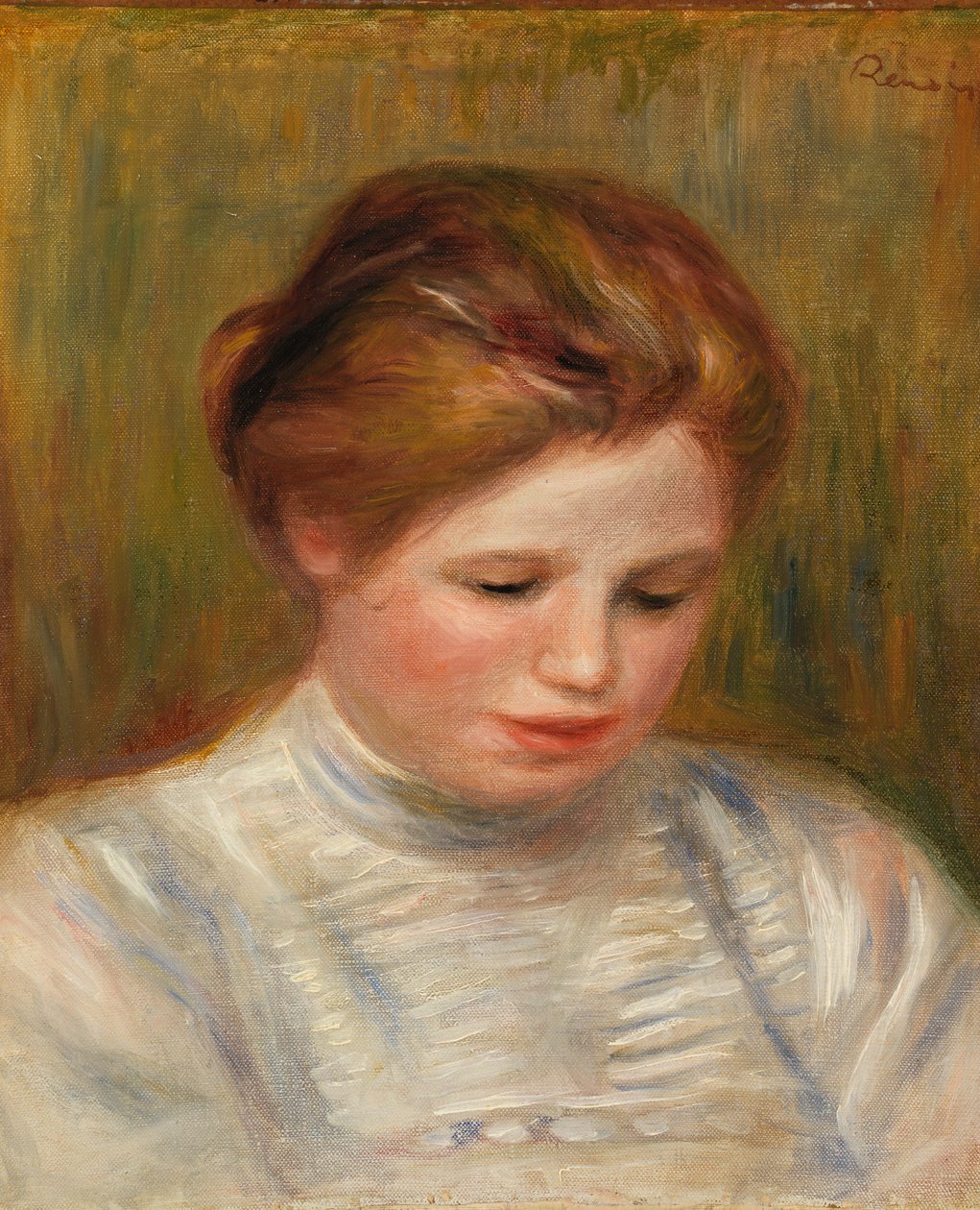 Cabeza; también llamado estudio del bordador de Pierre-Auguste Renoir