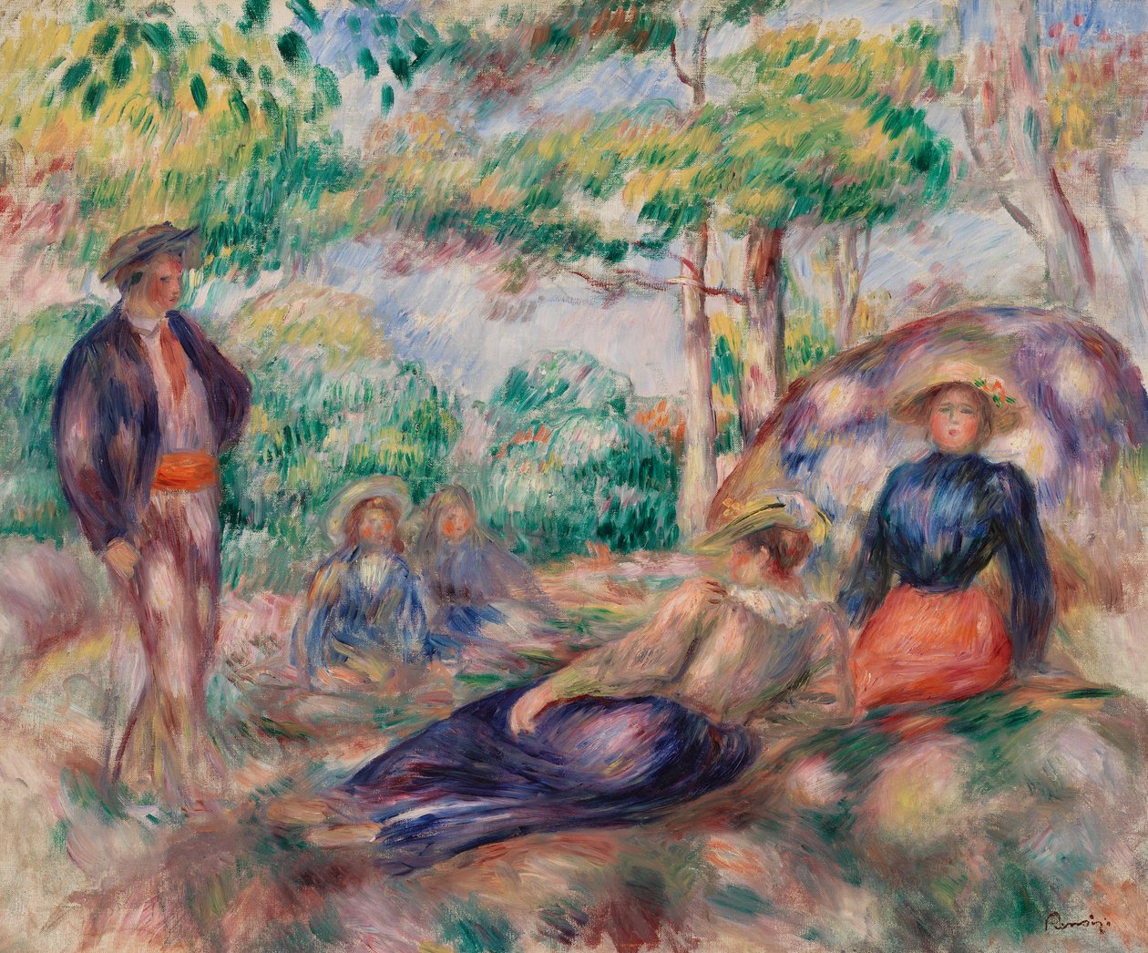 descansando en la hierba de Pierre-Auguste Renoir