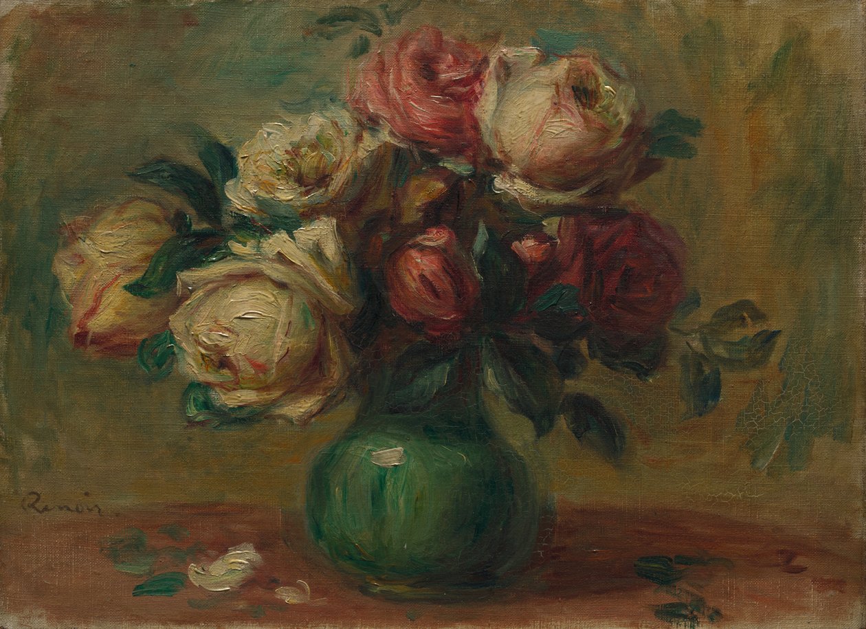 Rosas en un jarrón de Pierre-Auguste Renoir