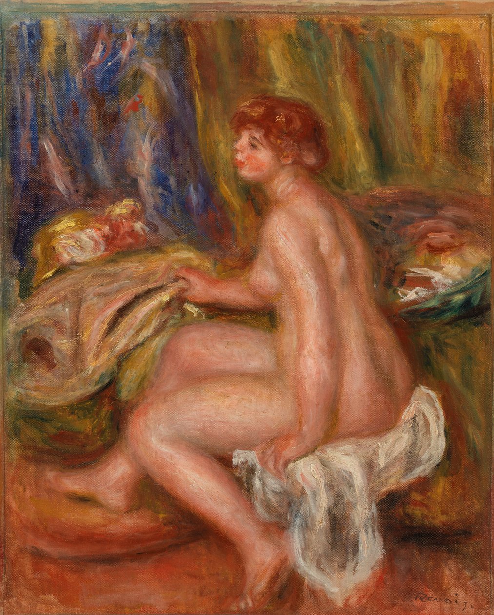 Desnudo femenino sentado, vista de perfil de Pierre-Auguste Renoir