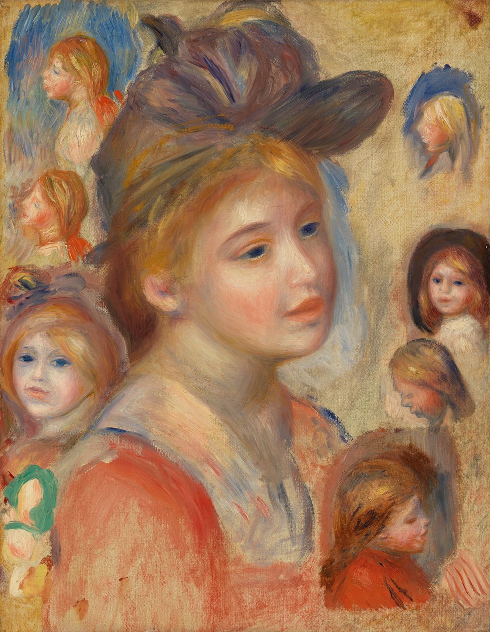 estudio de las cabezas de las niñas de Pierre-Auguste Renoir
