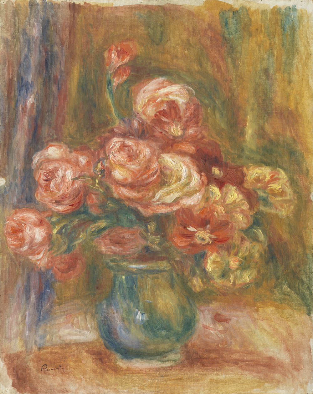 Jarrón con rosas de Pierre-Auguste Renoir