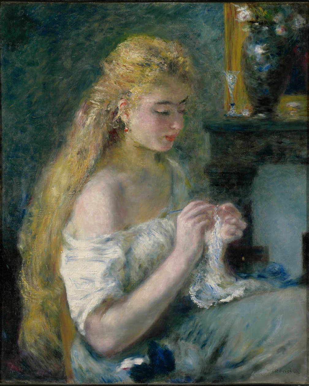 Mujer haciendo ganchillo de Pierre-Auguste Renoir